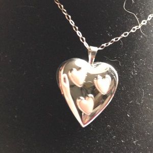 Silver heart locket necklace